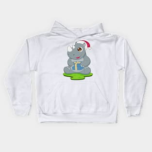 Rhino Christmas Santa hat Kids Hoodie